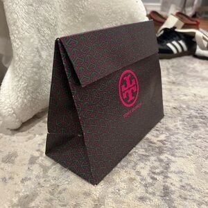 Tory Burch Pink and Green Geometric Cosmetic Case